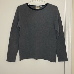 L.L. Bean Men's Charcoal Crewneck Sweater Waffle Knit Thermal